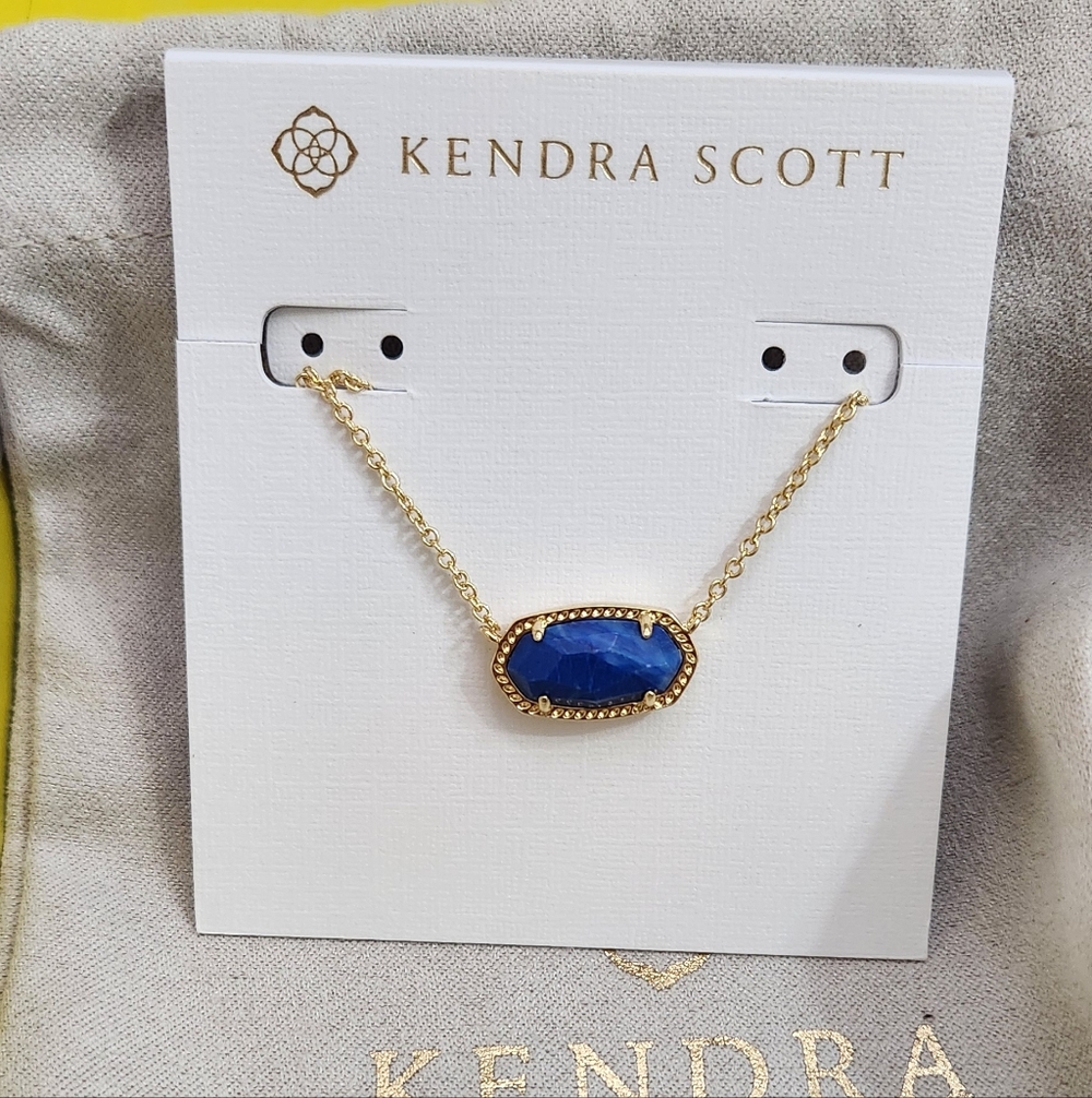 Kendra Scott Elisa Pendant Necklace Gold/Cobalt NWT